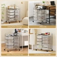 thumbnail image 2 of 12-Drawer Utility Rolling Cart with Metal Tabletop, Drawer Organizer with Wheels, Scrapbook Paper Office School Organizer,Transparent, 2 of 7