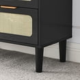 thumbnail image 6 of Rattan 3 Drawer Dresser, Modern Rattan Dresser Chest with Wide Drawers and Metal Handles, Farmhouse Wood Storage Chest for Bedroom, Living Room, Hallway, Entryway, Black, 6 of 8