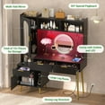 thumbnail image 6 of Homieasy 48'' Makeup Vanity with Hutch, White Bedroom Vanity with Charging Station and LED, Tall Vanity Table with Pegboard, Mirror, 5 Big Drawers & Shelves, Cabinet, Bedroom Dressing Tables, Black, 6 of 6