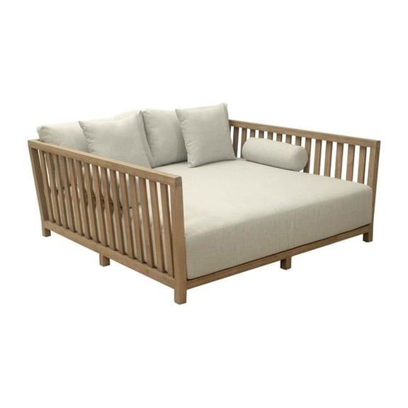 ZUO Teras Olefin Fabric and Acacia Wood Daybed in Gray