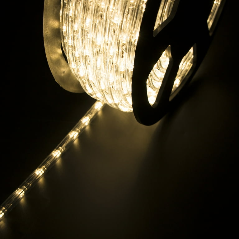 Walcut 100Ft 2 Wire LED Rope Lights, Warm White Lights with Clear PVC Jacket, Connectable and Flexible, for Indoor Wedding Christmas Party and Waterproof for Outdoor Decoration Walcut 100Ft 2 Wire LED Rope Lights, Warm White Lights with Clear PVC Jacket, Connectable and Flexible, for Indoor Wedding Christmas Party and Waterproof for Outdoor Decoration