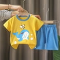 thumbnail image 4 of mgoYE Baby Summer Clothes Girl Summer Short Set Cotton Outfits Short Sleeveless Tee T Shirt Tank Top Shorts Pant 2PC Set|Yellow 4-5 Years, 4 of 4