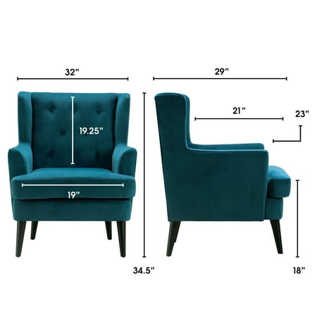 Elle Decor - Traditional Wing Chair - French Teal