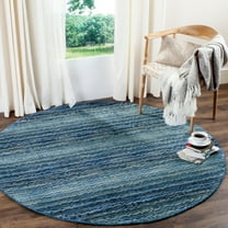 SAFAVIEH Himalaya Branden Striped Wool Area Rug, Blue/Multi, 6' x 6' Round