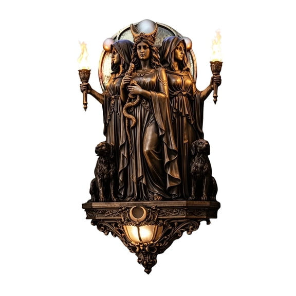 Hecate Wall Sconce Light, Gothic Crescent Moon Lamp, Mystical Torch LED Wall Light, Witchy Gothic Bedroom Living Room Altar Hallway Decorative Lighting