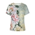 thumbnail image 5 of Munlar Graphic Womens T Shirts Brown Short Sleeve Crew Neck Blouses Flower Tops for Women, 5 of 5