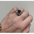thumbnail image 2 of 9.60Ct Natural Purple Amethyst and Diamond 10k Solid Yellow Gold Men's Ring, 2 of 7