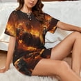 thumbnail image 4 of Sikiie Cool Fire Man Womens Pajama Sets Short Sleeve Top With Pants Sleepwear 2 Piece Lounge Set3X-Large, 4 of 6