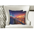 thumbnail image 4 of Ambesonne Landscape Throw Pillow Cover 2 Pack, Wooden Bridge on Sea, 18", Orange Navy, 4 of 6
