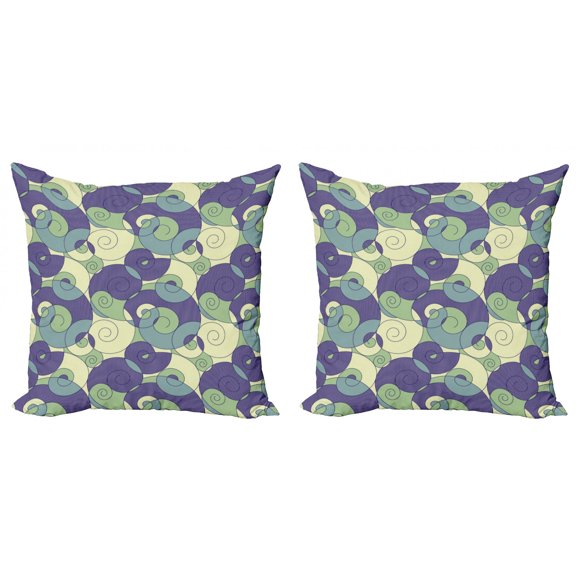 Ambesonne Abstract Throw Pillow Cover 2 Pack, Classic Geometry Spiral, 24", Indigo Green