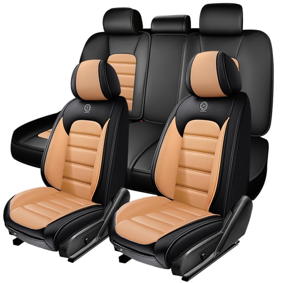 Fit for TOYOTA COROLLA 2009, Gray and Black Car Seat Covers, Premium Leather Full Set of 5 Seats With a Headrest and Lumbar Support Suitable for All Seasons, Give Your Interior a New Look