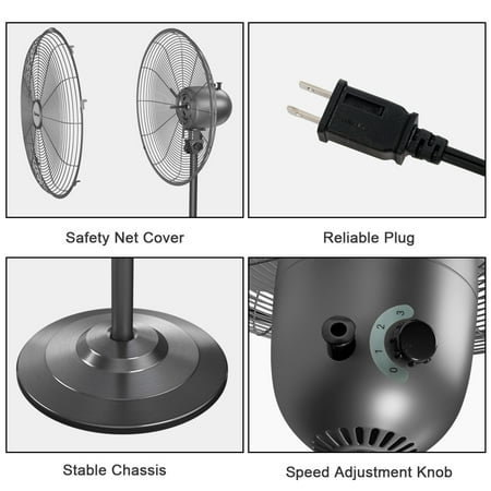 pedestal adjust blades costway oscillating wind speed fan metal height