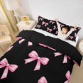 thumbnail image 2 of spefrowx Black Pink Ribbon Duvet Cover Queen for Teens, Simple Cute Bow Queen Bedding, Black Reversible, 3 Pieces, 1 Duvet Cover and 2 Pillowcases, 2 of 6