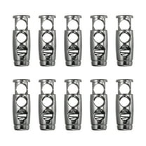 Uxcell 10Pcs Metal Cord Locks for Drawstrings, Spring Cord Lock Toggles Stopper Clamp 2 Holes Adjustable Slider End Fastener for Paracord Outdoor Bag Shoes Backpack, Black