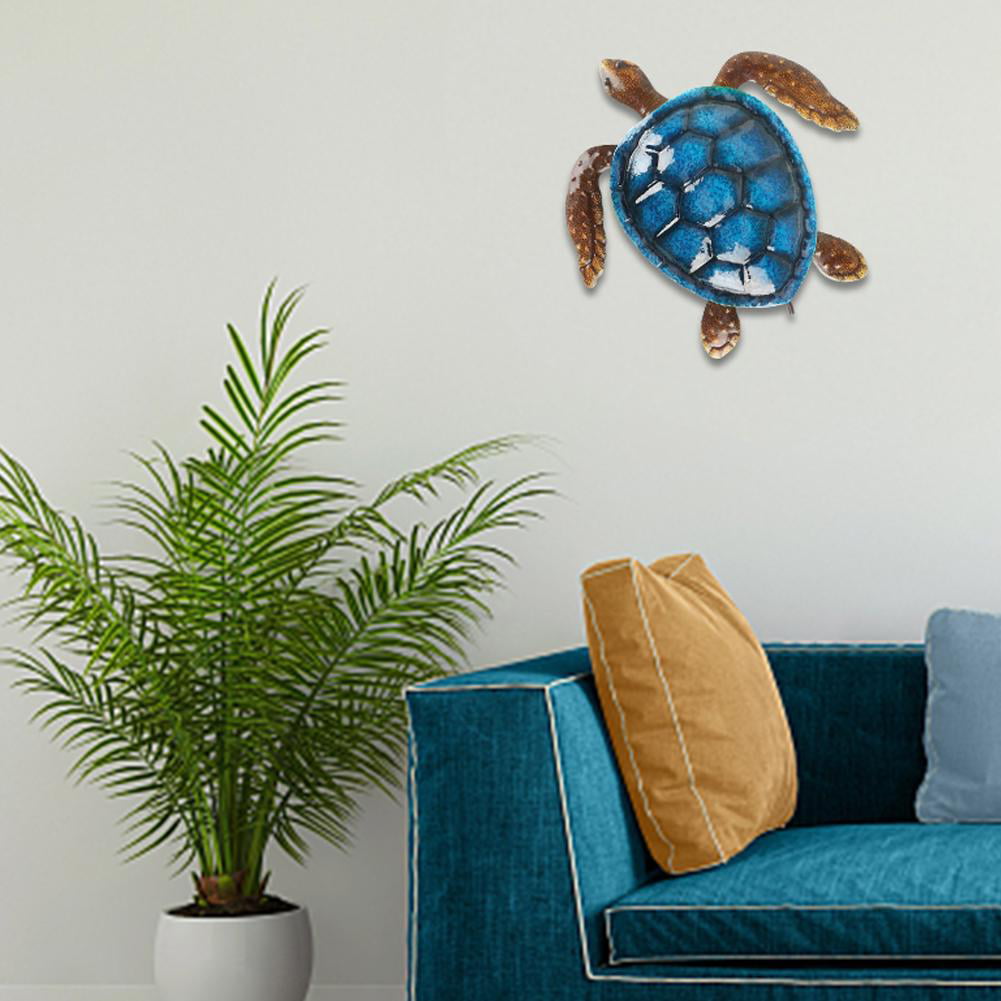 Metal Sea Turtle Recycled Wall Art Beach House Decor Garden Ornament 