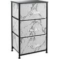 thumbnail image 1 of 3 Drawer Nightstand Chest End-Table Dresser - Black Frame White Marble, 1 of 6