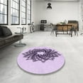 thumbnail image 4 of Ahgly Company Machine Washable Indoor Square Transitional Purple Flower Purple Area Rugs, 3' Square, 4 of 7