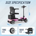 thumbnail image 5 of REARFIT Foldable 4 Wheels Mobility Scooter for Seniors, Electric Wheelchair with Detachable Battery, Dual Baskets, Cup & Phone Holder, 330lbs, Pink, 5 of 12