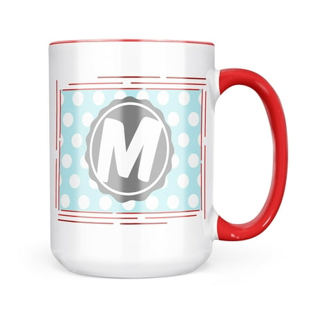 

Neonblond Monogram M soft Blue Polka Dots Mug gift for Coffee Tea lovers