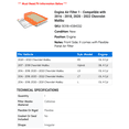 thumbnail image 2 of Engine Air Filter 1 - Compatible with 2016 - 2018, 2020 - 2022 Chevrolet Malibu - Autopart Premium, 2 of 2