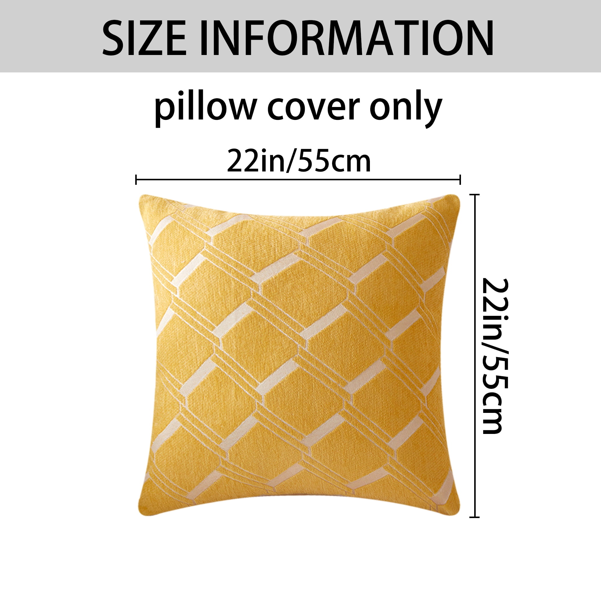 Unique Bargains 2 Packs Modern Geometric Throw Pillow Cover Yellow 22" x 22"