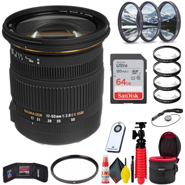 Lente Sigma 17-50 mm f/2.8 EX DC OS HSM para Nikon F paquete de lujo con accesorios