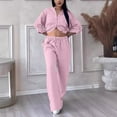 thumbnail image 4 of Timegard 2 Piece Sets for Women Plus Size Long Sleeve Button Shirts Straight Leg Pants Fall Classic Outfits, 4 of 7