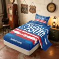thumbnail image 2 of Manfei Watercolor US Flag Twin Sheets, 250th Anniversary Bedding, Blue Red White, Navy Reversible 3-Piece (1 Flat Sheet, 1 Fitted Sheet and 1 Pillowcase), 2 of 6