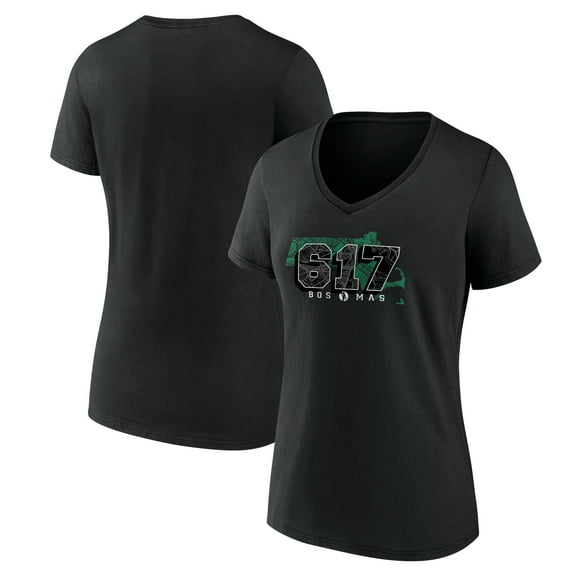 Women's  Black Boston Celtics Core Hometown Launch V-Neck T-Shirt