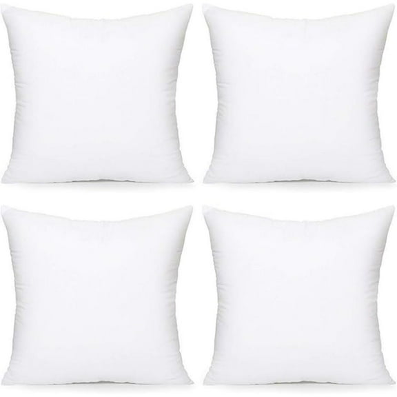Throw Pillow Inserts, Euro Sham Form Stuffer with Premium Polyester Micro Fiber, Decorative for Bed, Couch and Sofa, White, 4 Count (Pack of 1)