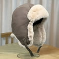 thumbnail image 4 of TELOLY Warm hat Warm Ear Caps Plush Windproof Thicken Unisex Earflaps Heat Retention Soft Washable Furry Cap for Skiing Brown, 4 of 7