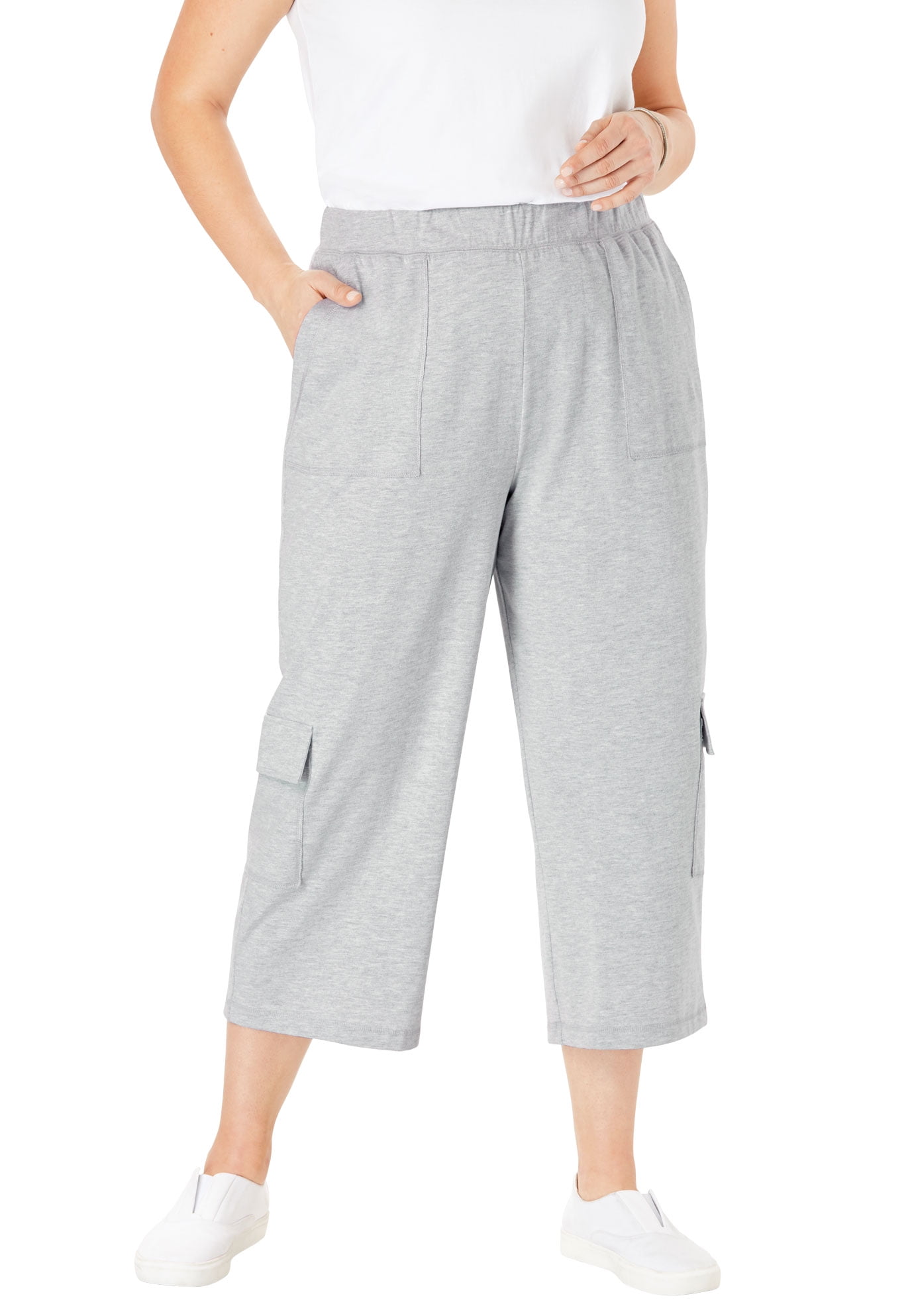 Size Pull-On Knit Cargo Capri Pants 