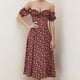 thumbnail image 4 of de con estampado floral dulce para mujer, hombros descubiertos, cuello en V, derrames laterales , atuendos casuales L Yinane Vestido estampado floral, 4 of 7