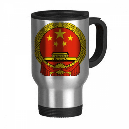 

China National Emblem Country Travel Mug Flip Lid Stainless Steel Cup Car Tumbler Thermos