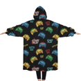thumbnail image 2 of Oversized Wearable Blanket Hoodie,Multicolor Controllers Games Text Black Pattern Sherpa Blanket Hoodie with Super Pockets,Super Warm Fuzzy Pullover for Women & Men, 2 of 6