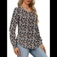 thumbnail image 2 of Blusas Plisadas de Larga Abullonada para Mujer, Cuello Redondo, Elegantes, Informales, Holgadas, para Invierno y . Floral Negro XXL, 2 of 5
