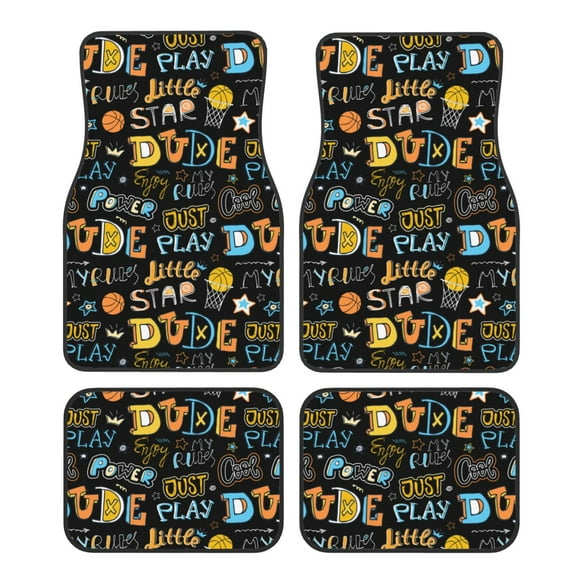 Balery Basketball Juego de 4 Alfombrillas para Auto, Revestimientos de Caucho Resistente, Diseño Antideslizante