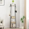 thumbnail image 5 of Coat Rack Freestanding, Coat Stand with 3 Shelves and 7 Hooks, Hall Tree Free Standing, Clothes Rack Stand Organizer, Industrial Style, Greige and Black, 5 of 16