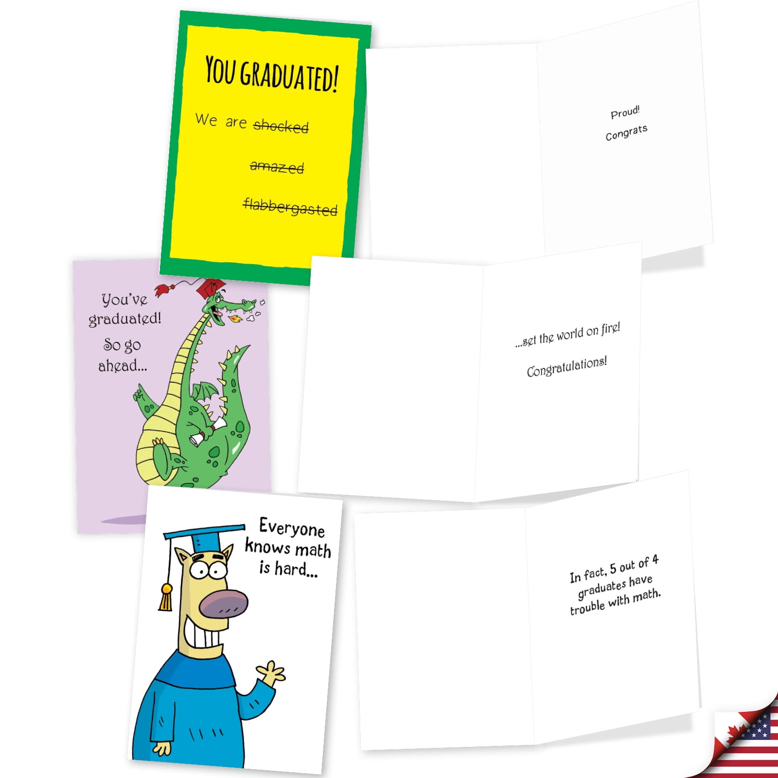 NobleWorks 20 Assorted Box Set Funny Graduation Greeting Cards (Graduate) w/5 x 7 Inch Envelopes (10 Designs, 2 Each) Head Of The Class AC10895GDG-B2x10