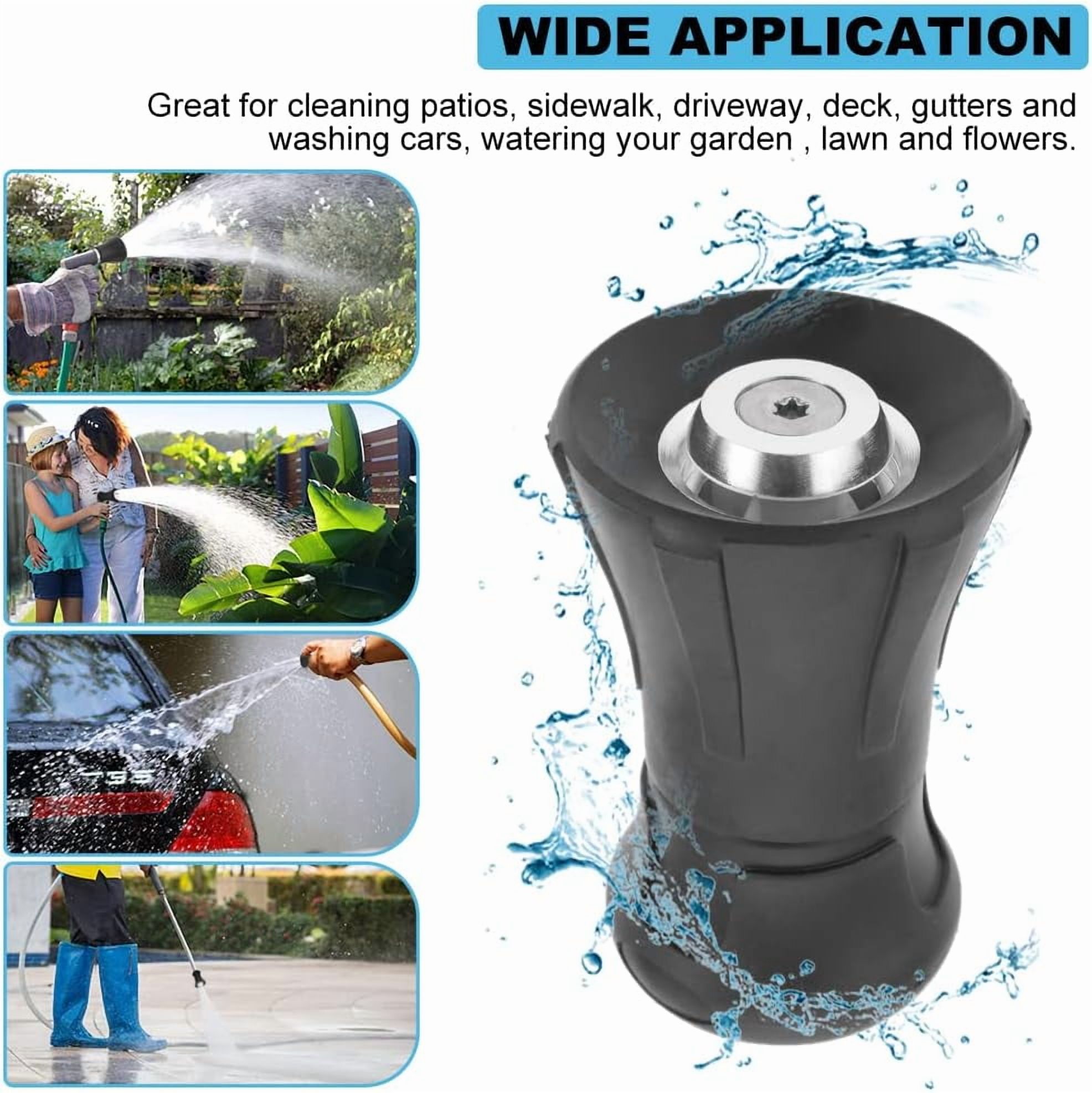 Fireman Hose Nozzle, 3/4" Garden Hose Nozzle, High Pressure Sprayer Nozzle for Car Washing, Patio Cleaning, Watering Lawn and Garden, Universal Fit Garden Hoses Black