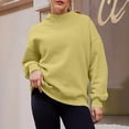 thumbnail image 4 of Sevevn Women Mock Neck Sweatshirt Long Sleeve Pullover Casual Loose Fit Fleece Tops Soft Comfy Fall Winter Warm Solid Color Blouse Yellow M, 4 of 9