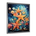 thumbnail image 2 of Designart "Starfish Collage in Blue and Orange" Animals Framed Wall Art - Modern Yellow Starfish Entryway Framed Wall Art, 2 of 6