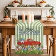 thumbnail image 3 of Easter Cotton Linen Table Runner for Dining Kitchen, Spring Green Stripes Easter Eggs Bunny Red Truck Wedding Outdoor Party Tablerunners, Dresser Scarf Coffee Tablecloth Runners 13x60 Inches, 3 of 8