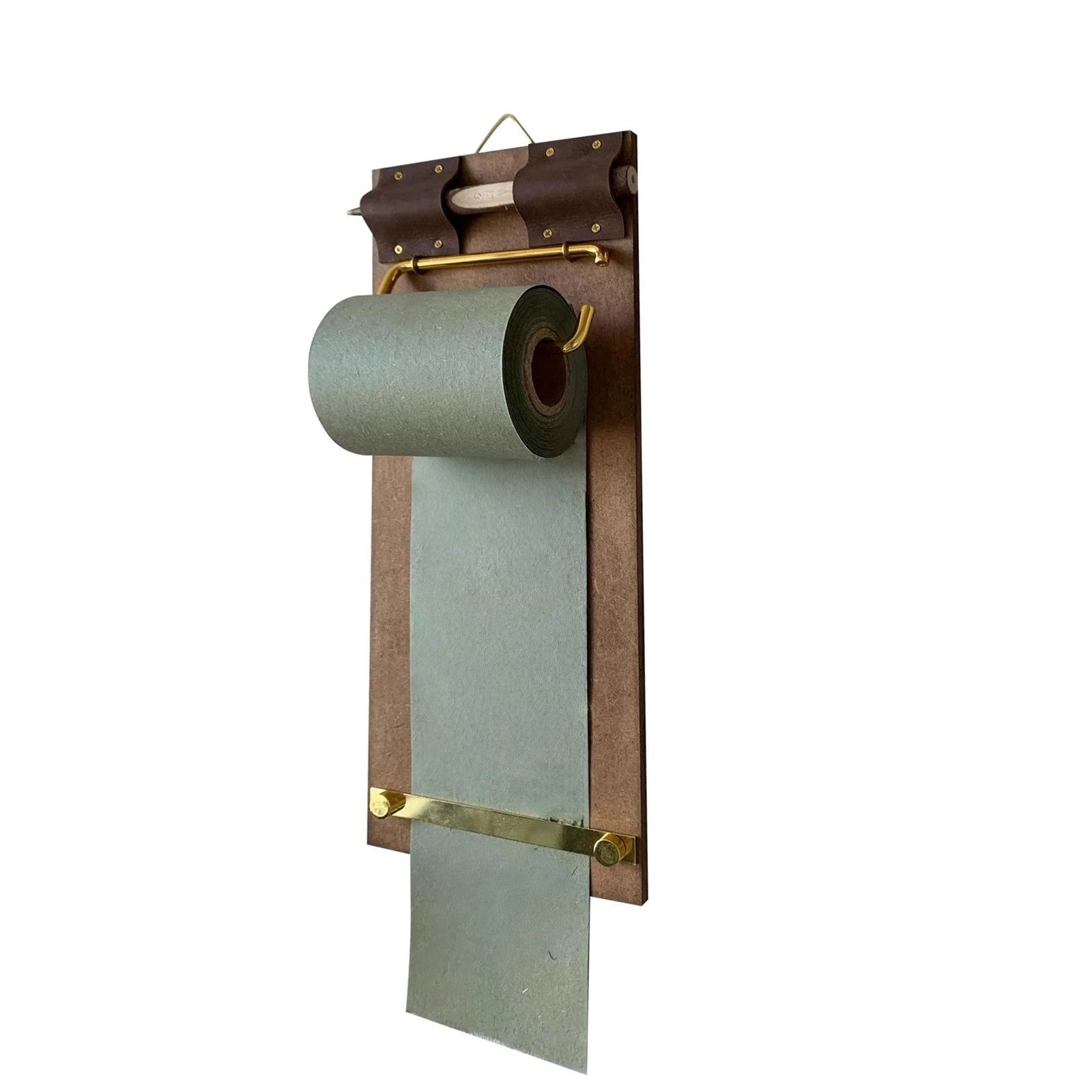 Wall Mounted Note Paper Dispenser with a Brown Roll of Paper Included Vintage Clipboard Hanging Memo Board for Retro Office Kitchen & Home Decor