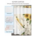 thumbnail image 2 of No Hook Cloth Fabric Shower Curtain with Snap in Liner, Sunflowers Waterproof Shower Curtains Set with See Through Top Window, Farmhouse Retro Butterfly Beige Yellow Bath Curtains Shower 48"x72", 2 of 6