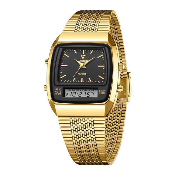 ICQOVD Business Casual Quartz Watch with Web Strap Waterproof Electronic Display Wristwatch for office and Daily Wear