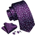 thumbnail image 2 of Juego de corbatas Barry.Wang Wispy Floral de seda morada de 150 cm, 2 of 8