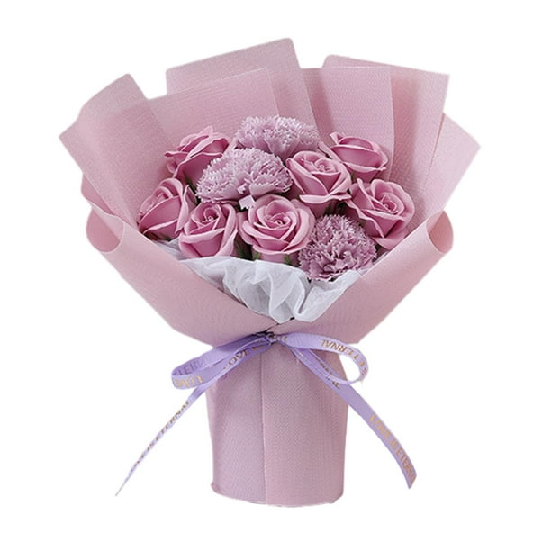 Regalos únicos de flores de jabón, decoración del hogar, ramos de rosas para el Día de San Valentín. Violeta