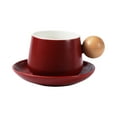 thumbnail image 6 of Coffee Cup Set under $5! kkbbma Ceramic Coffee Mug with Saucer, Designer Hexagonal Cup with Wooden Lid, Elegant Drinkware for Home & Gift, 6 of 9