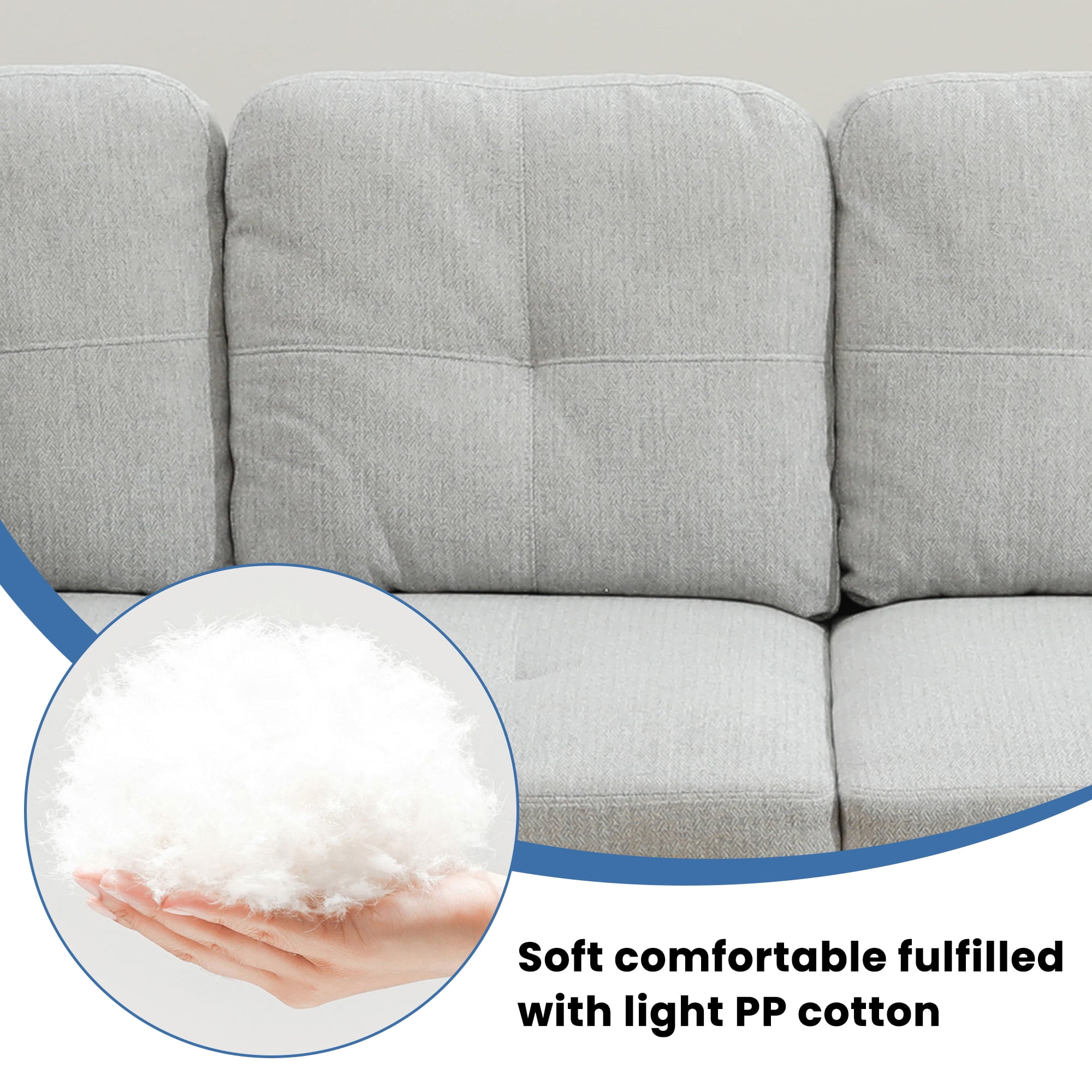Aukfa 103" Sectional Sofa with Storage Ottoman, L Shape Couch for Living Room, Left Facing Chaise, Flannel, Off White